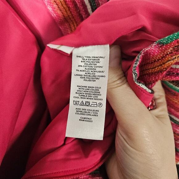 Loft Ikat Jacquard A-Line Mini Skirt Size 8 Medium Textured Pink Geometric - Picture 9 of 9